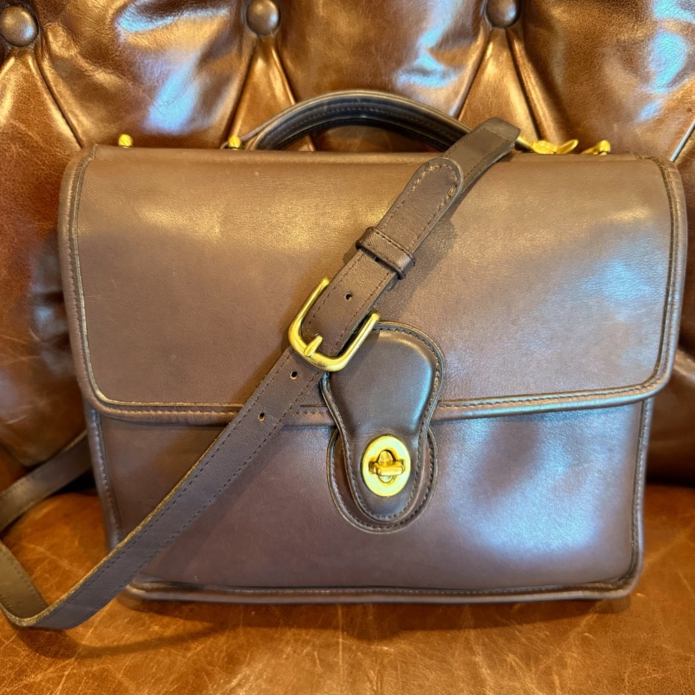 VTG COACH #9927 Willis Top Handle Satchel Leather Bag Mahogany Brown 2000 Y2K - Picture 1 of 11